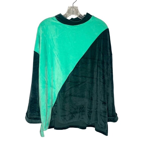 UMGEE Colorblack Green High Neck Velour Oversized Women's Pullover Size Medium - Picture 1 of 8
